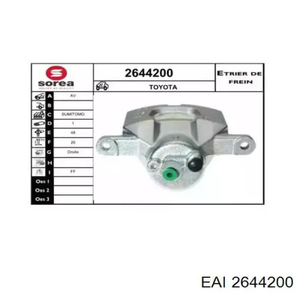 2644200 EAI pinza de freno delantera derecha