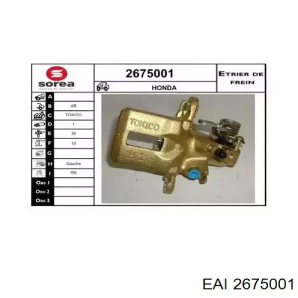 2675001 EAI pinza de freno trasera izquierda