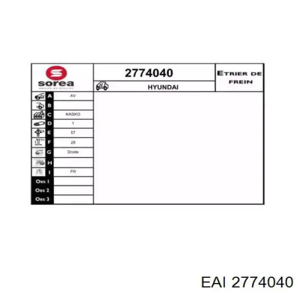 2774040 EAI pinza de freno delantera derecha