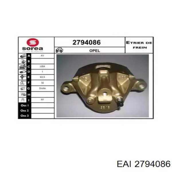 2794086 EAI pinza de freno delantera derecha