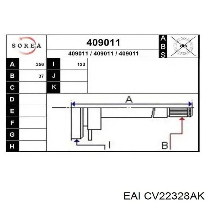 CV22328AK EAI junta homocinética exterior delantera