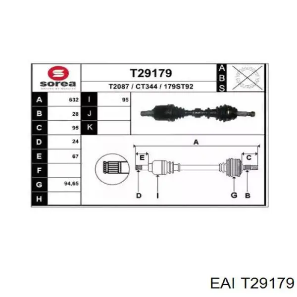 T29179 EAI árbol de transmisión delantero izquierdo