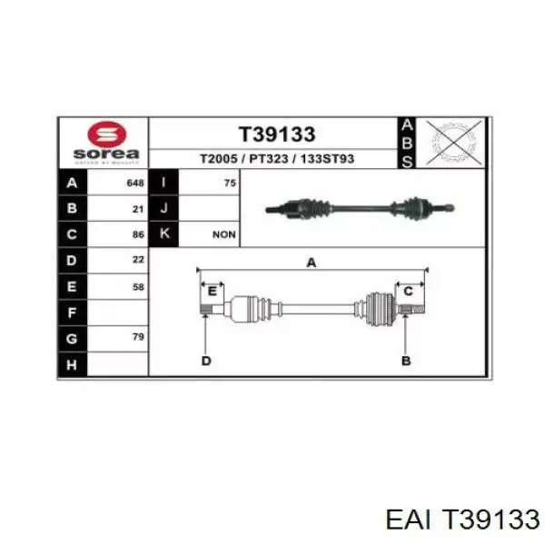 30-0635 Trakmotive/Surtrack árbol de transmisión delantero izquierdo