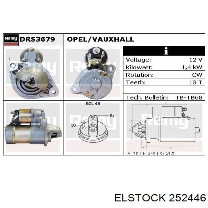 25-2446 Elstock motor de arranque