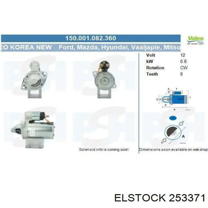 25-3371 Elstock motor de arranque