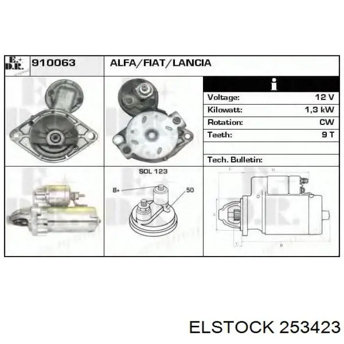 25-3423 Elstock motor de arranque