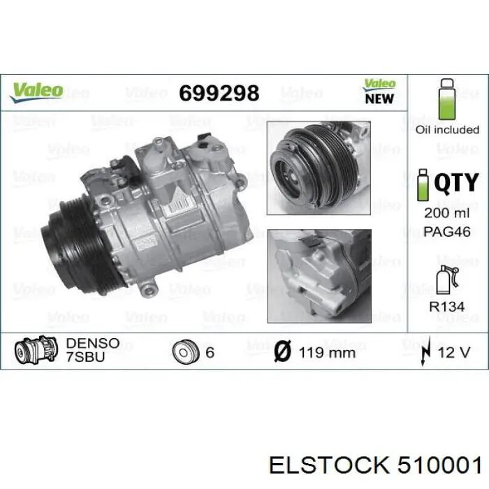 51-0001 Elstock compresor de aire acondicionado