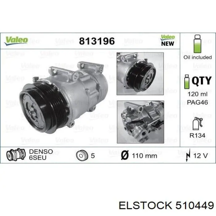 51-0449 Elstock compresor de aire acondicionado