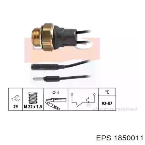 1850011 EPS sensor, temperatura del refrigerante (encendido el ventilador del radiador)