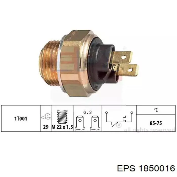 1850016 EPS sensor, temperatura del refrigerante (encendido el ventilador del radiador)