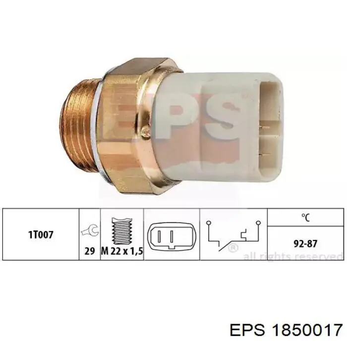 1850017 EPS sensor, temperatura del refrigerante (encendido el ventilador del radiador)