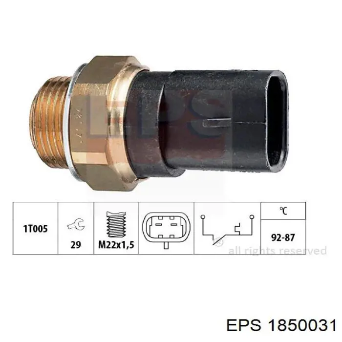 1850031 EPS sensor, temperatura del refrigerante (encendido el ventilador del radiador)