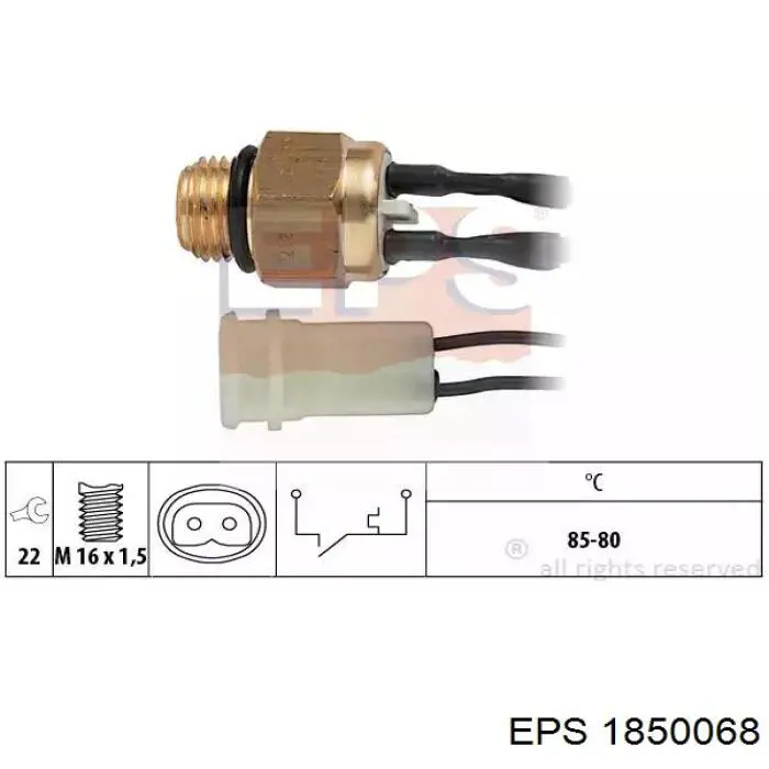 1850068 EPS sensor, temperatura del refrigerante (encendido el ventilador del radiador)