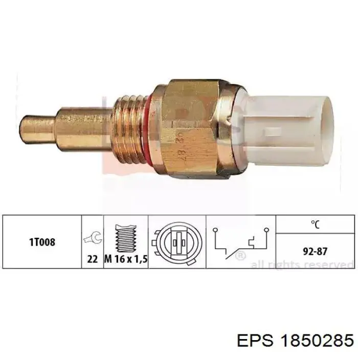 1.850.285 EPS sensor, temperatura del refrigerante (encendido el ventilador del radiador)