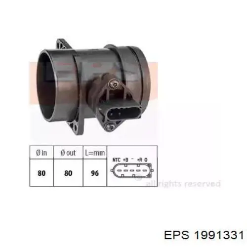 1.991.331 EPS sensor de flujo de aire/medidor de flujo (flujo de aire masibo)