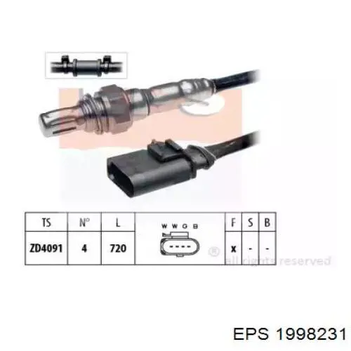 1.998.231 EPS sonda lambda sensor de oxigeno post catalizador