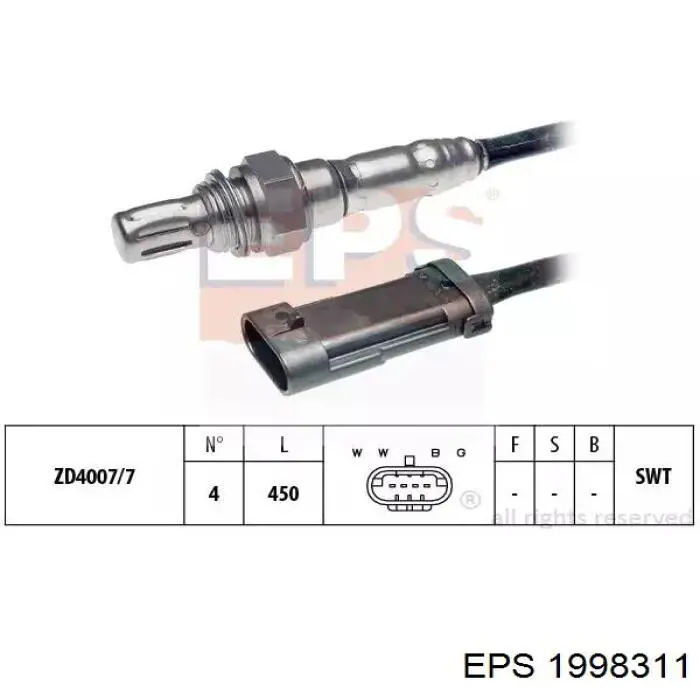 1.998.311 EPS sonda lambda sensor de oxigeno para catalizador