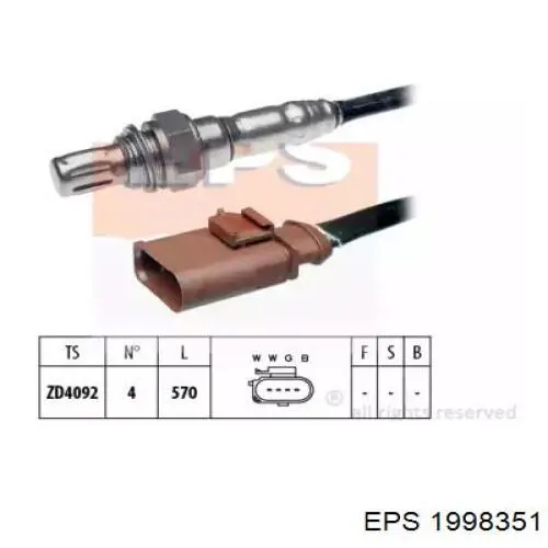 1.998.351 EPS sonda lambda sensor de oxigeno para catalizador