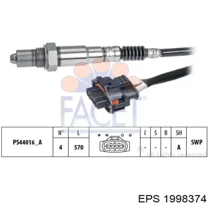 1.998.374 EPS sonda lambda sensor de oxigeno para catalizador