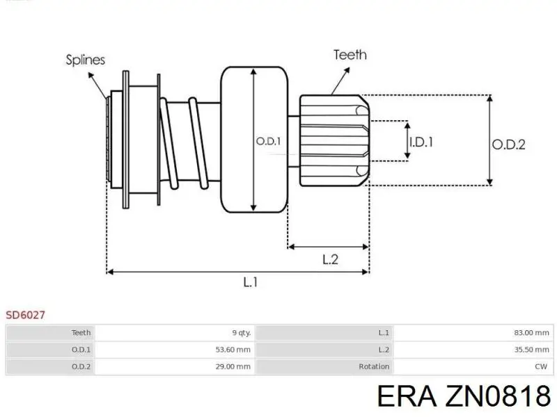 ZN0818 ERA bendix, motor de arranque