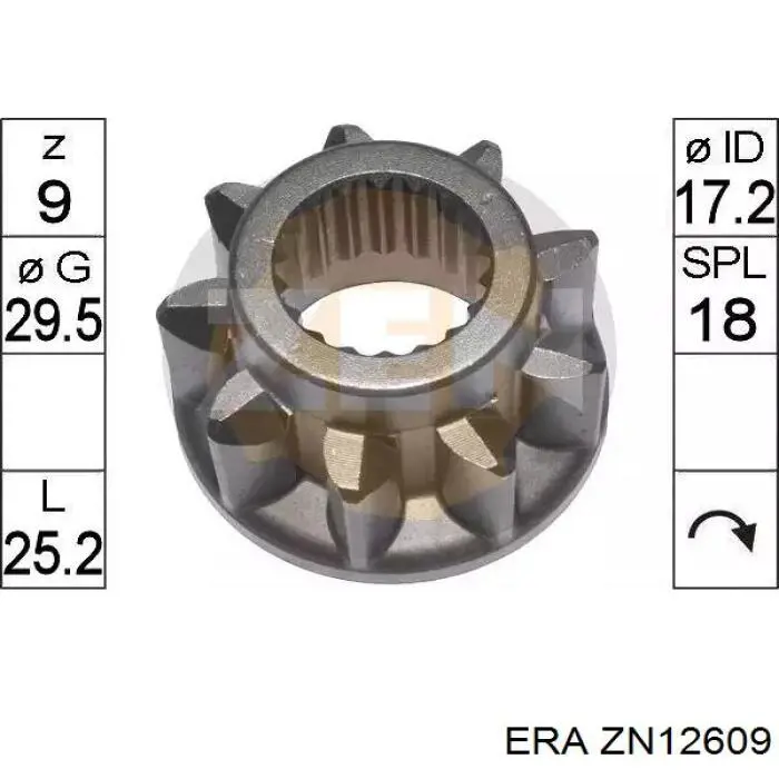 ZN12609 ERA piñón, motor de arranque