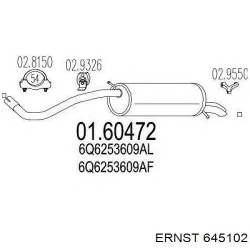 Silenciador trasero 21024 Asmet