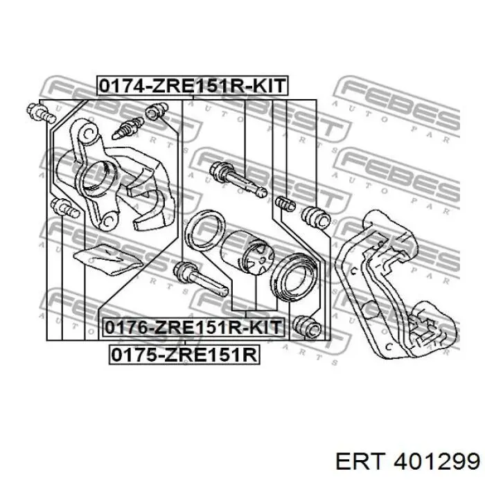 401299 ERT juego de reparación, pinza de freno trasero