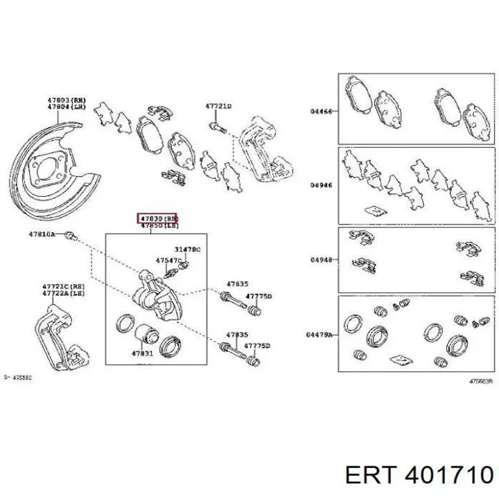 Kit de reparación, pinza de freno trasero ERT 401710 precio, desde 35,18 USD
