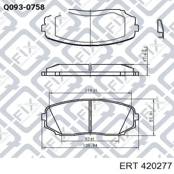 420277 ERT conjunto de muelles almohadilla discos delanteros