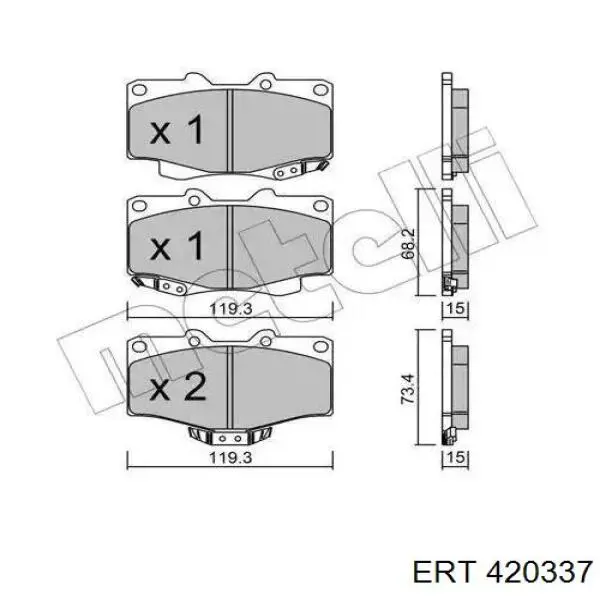 420337 ERT conjunto de muelles almohadilla discos delanteros