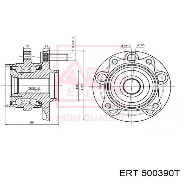 500390T ERT fuelle, árbol de transmisión exterior derecho