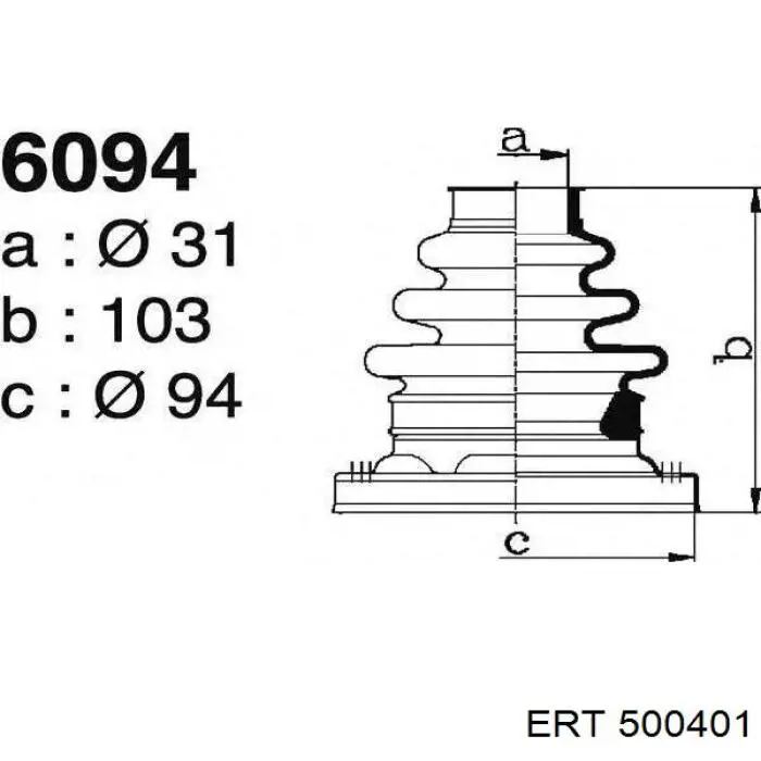 500401 ERT fuelle, árbol de transmisión trasero interior