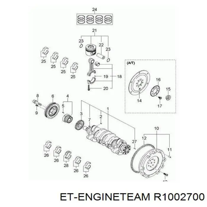 R1002700 ET Engineteam juego de aros de pistón, motor, std