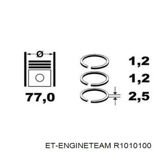 R1010100 ET Engineteam juego de aros de pistón para 1 cilindro, std