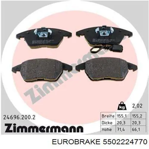 5502224770 Eurobrake pastillas de freno delanteras