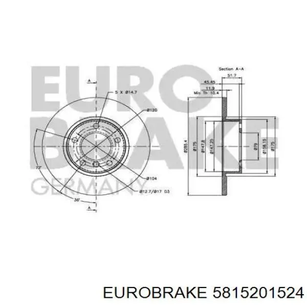 5815201524 Eurobrake freno de disco delantero