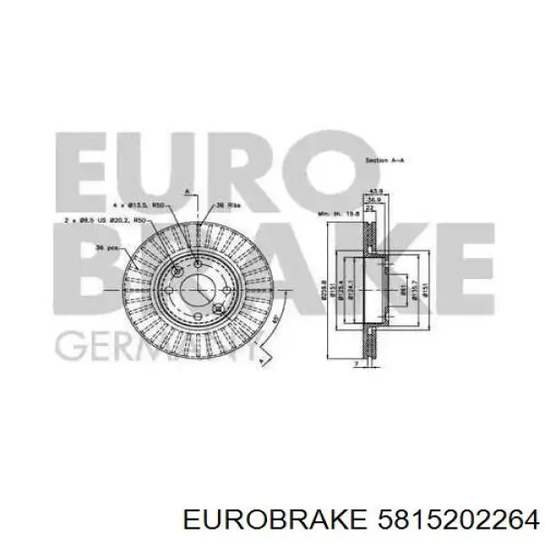 Freno de disco delantero Nissan Versa E12X