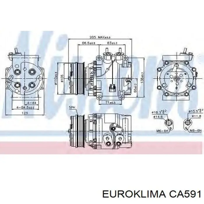 CA591 Euroklima Polea del compresor de aire acondicionado