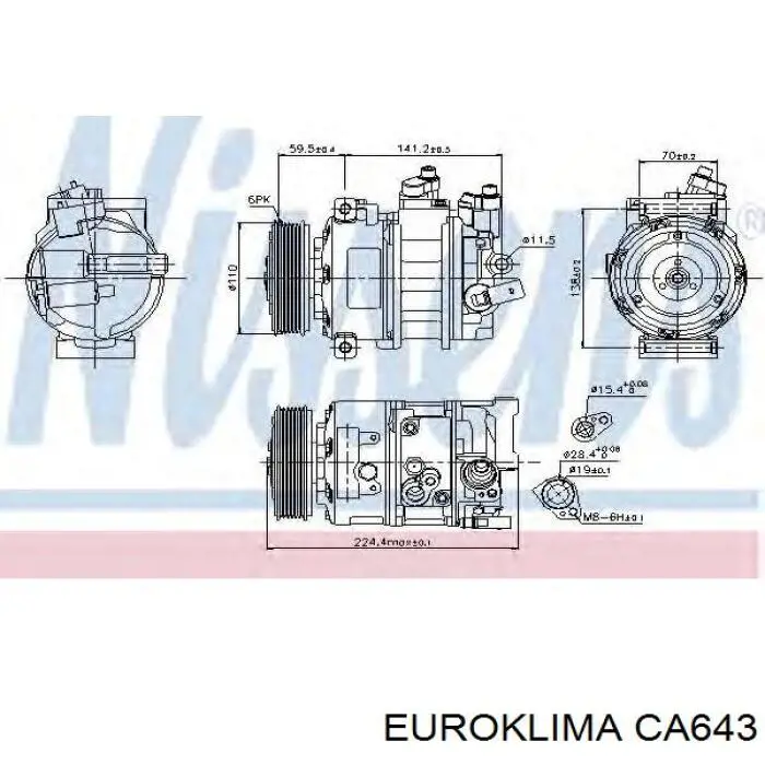 Polea del compresor de aire acondicionado CA643 Euroklima