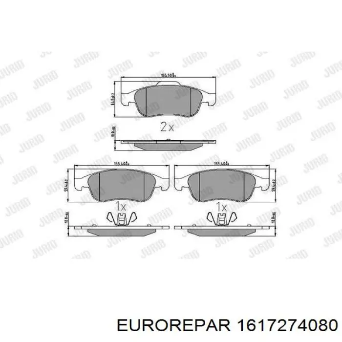 Comprar 1617274080 Eurorepar Pastillas delanteras de freno