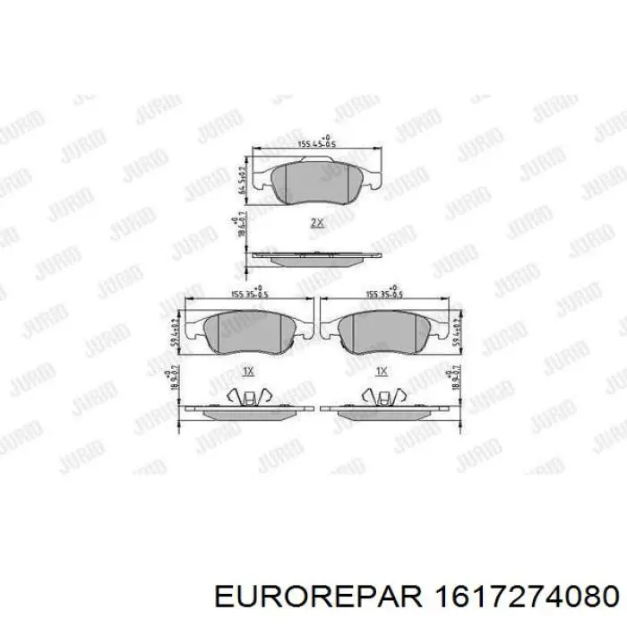 Pastillas de freno 1617274080 Eurorepar