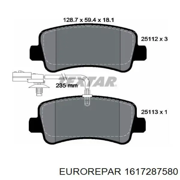 Comprar 1617287580 Eurorepar Pastillas de freno traseras