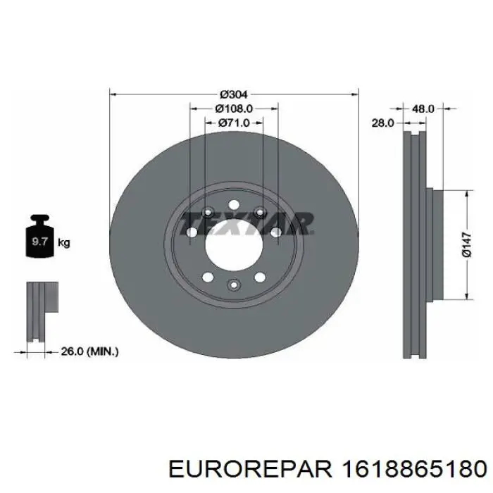 1618865180 Eurorepar disco de freno delantero