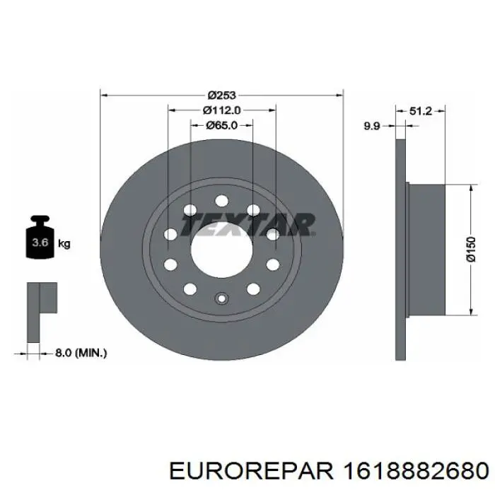 1618882680 Eurorepar disco de freno trasero