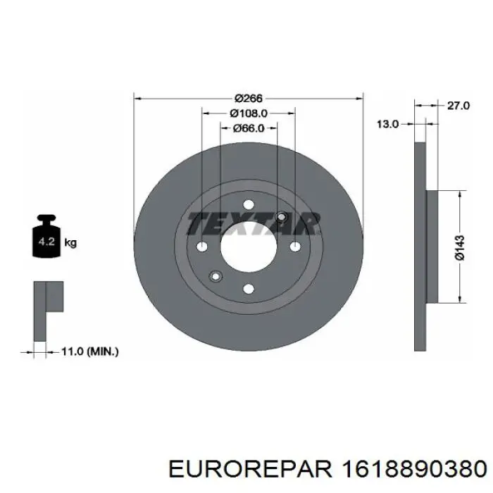Disco de freno 1618890380 Peugeot/Citroen
