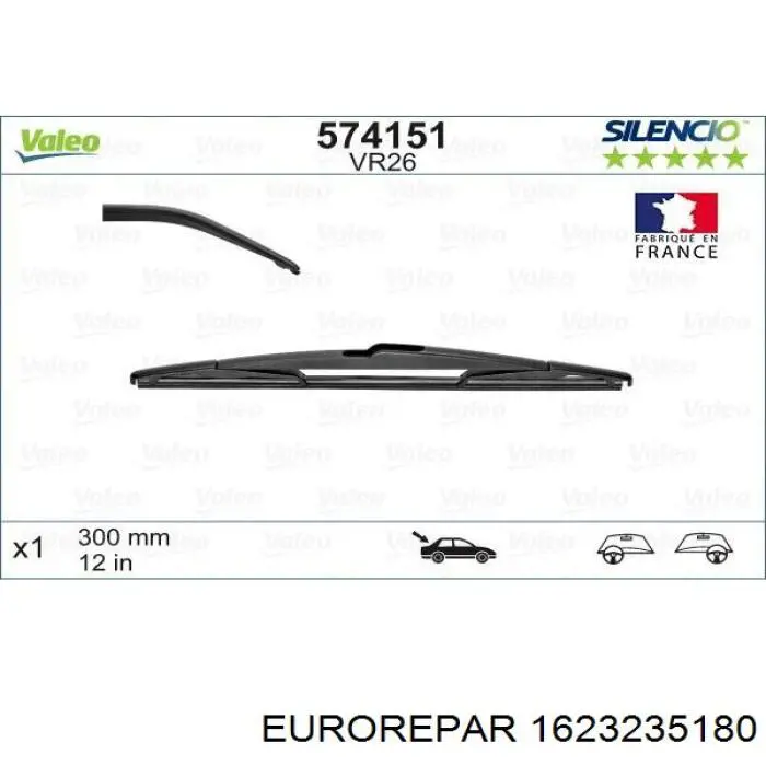 Comprar 1623235180 Eurorepar Limpiaparabrisas traseros
