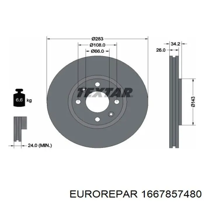 Freno de disco delantero Citroen C4 UD