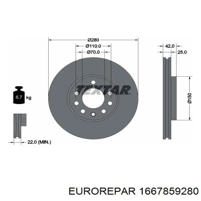 1667859280 Eurorepar freno de disco delantero