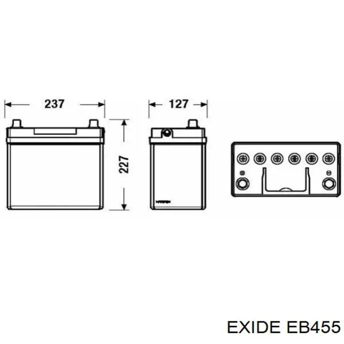 Batería de Arranque Exide Excell 45 ah 12 v B00 (EB455)