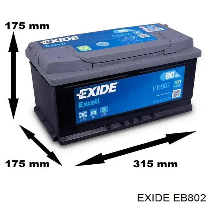 Batería de Arranque Exide Excell 80 ah 12 v B13 (EB802)